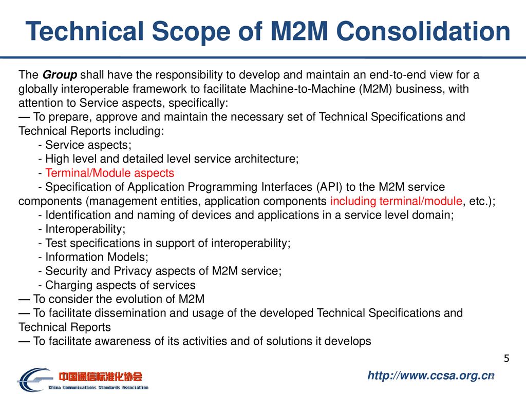 Technical Scope of M2M Consolidation