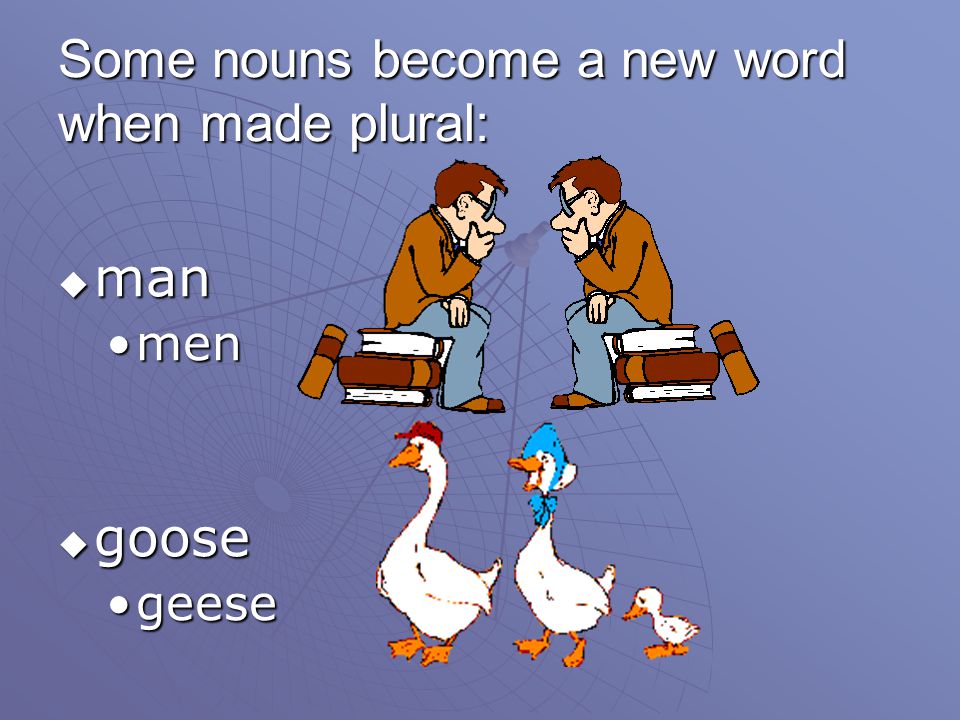 Some nouns become a new word when made plural: