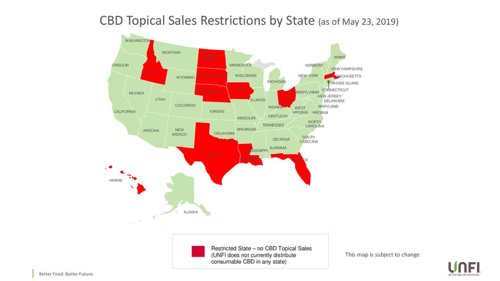 CBD Topical Sales Restrictions by State (as of May 23, 2019)