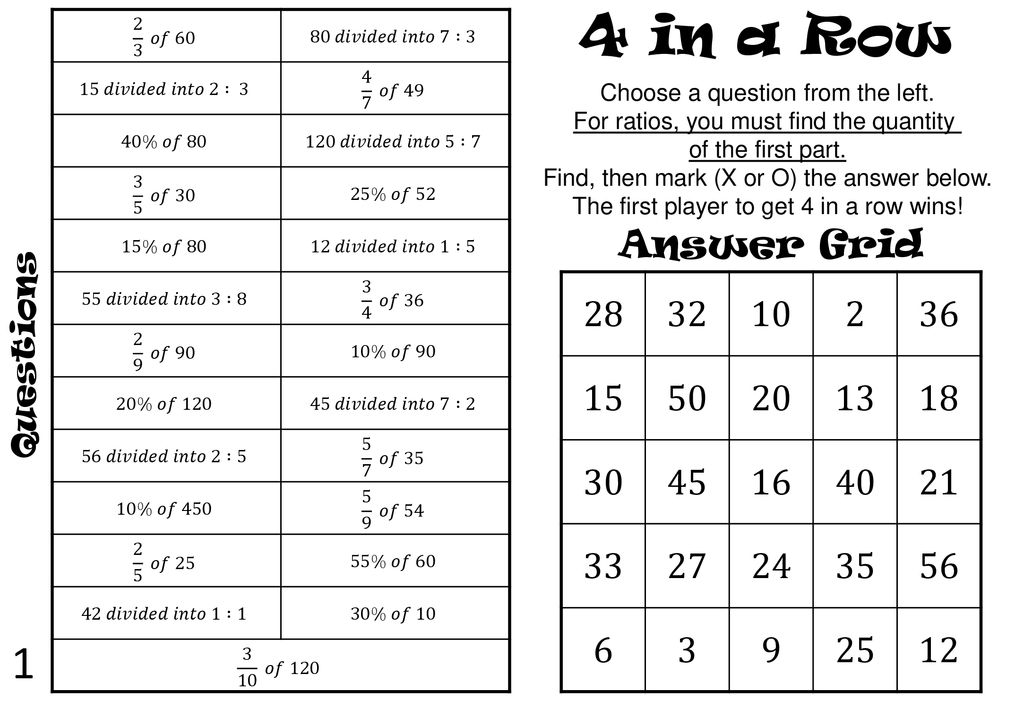 Fractions Percentages Ratios Of Quantities Four In A Row Ppt Download Fractions Percentages Ratios Of Quantities Four In A Row Ppt Download