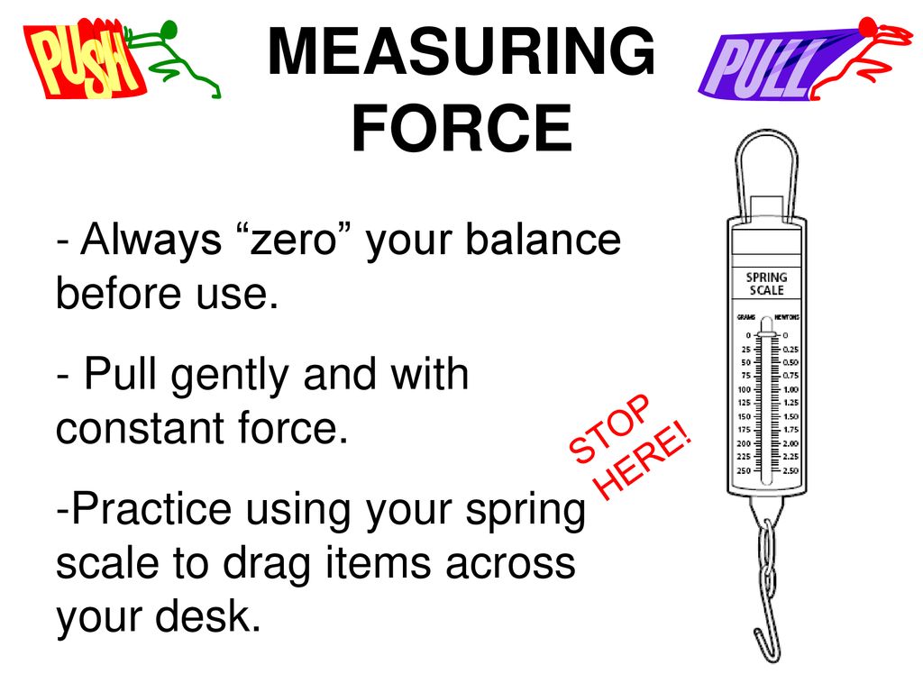 MEASURING FORCE Always zero your balance before use.