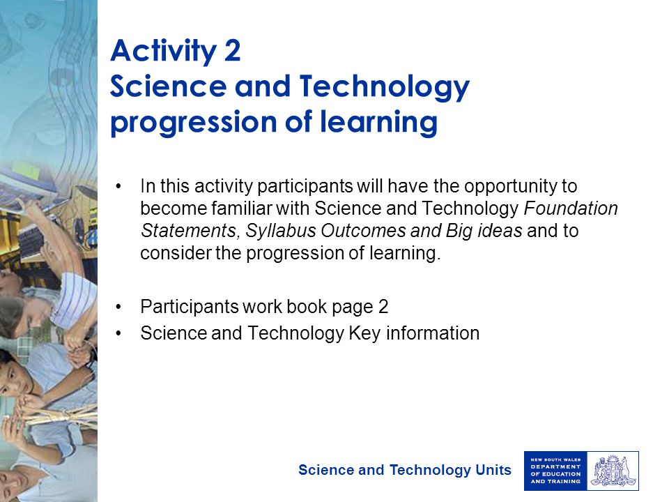 Activity 2 Science and Technology progression of learning