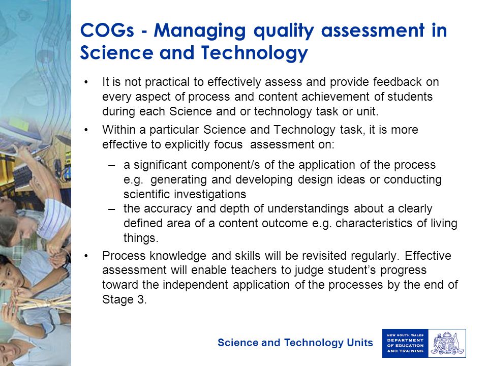 COGs - Managing quality assessment in Science and Technology