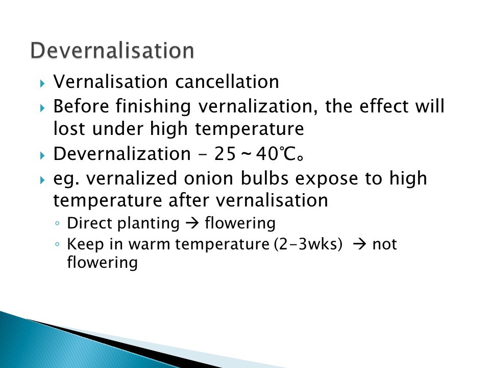 Application of vernalization in horticulture