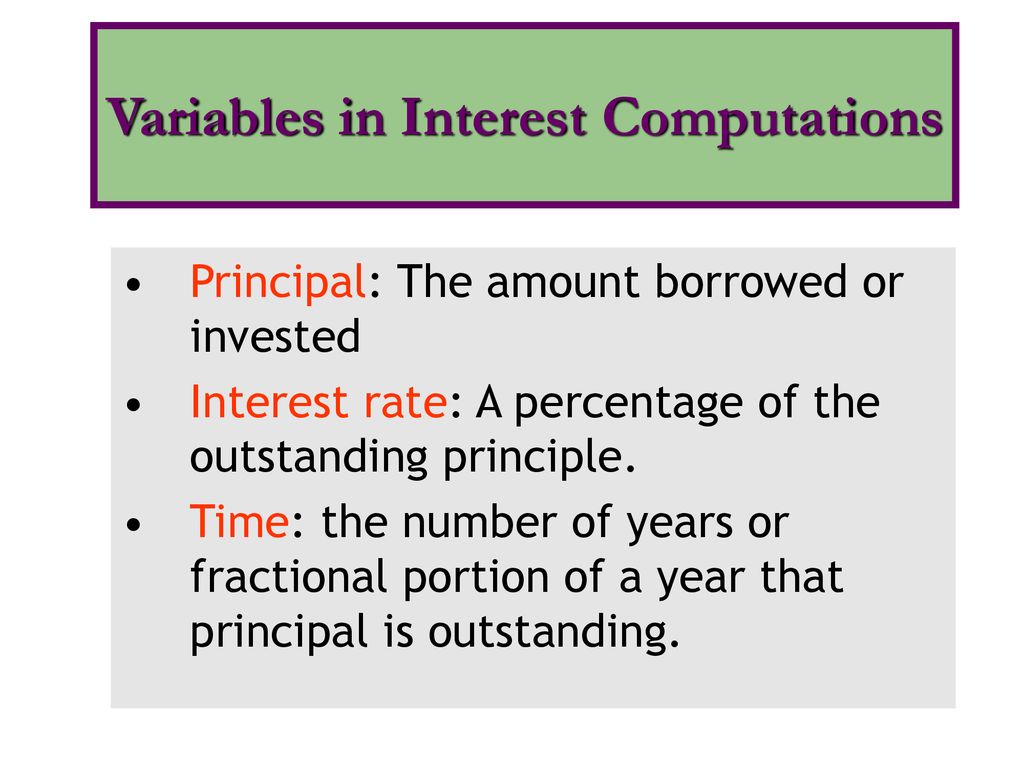 Variables in Interest Computations