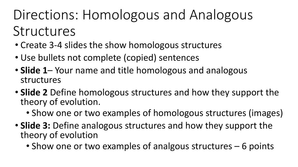 Homologous/Analogous Structures Project - Ppt Download