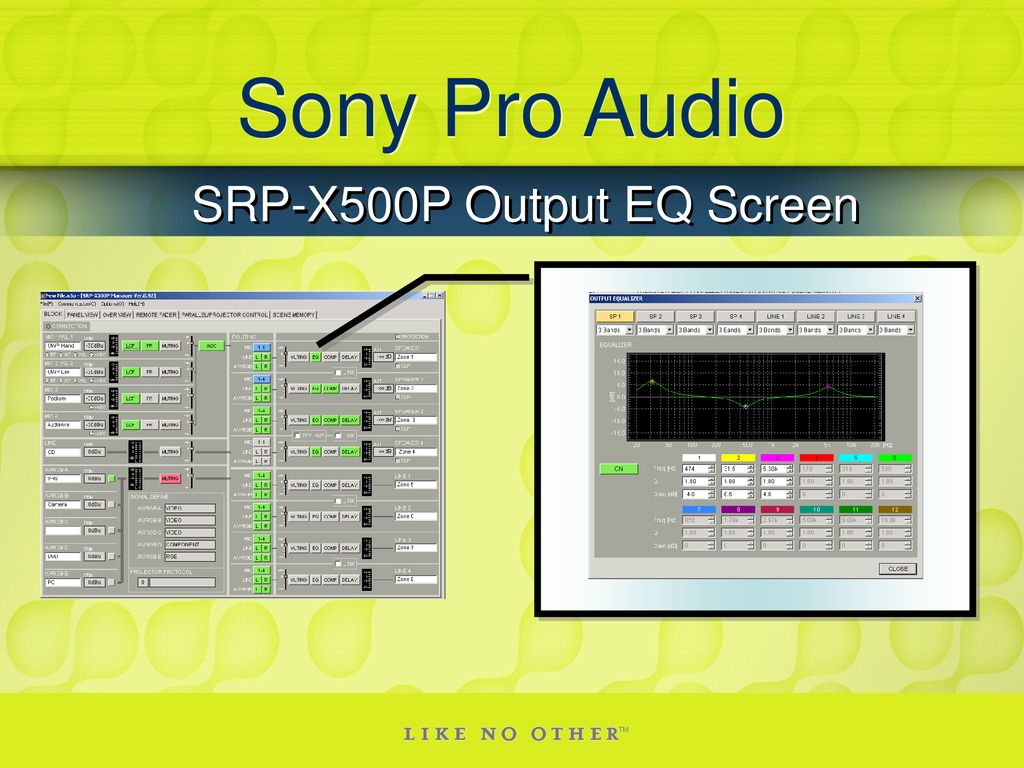 SRP-X500P Output EQ Screen