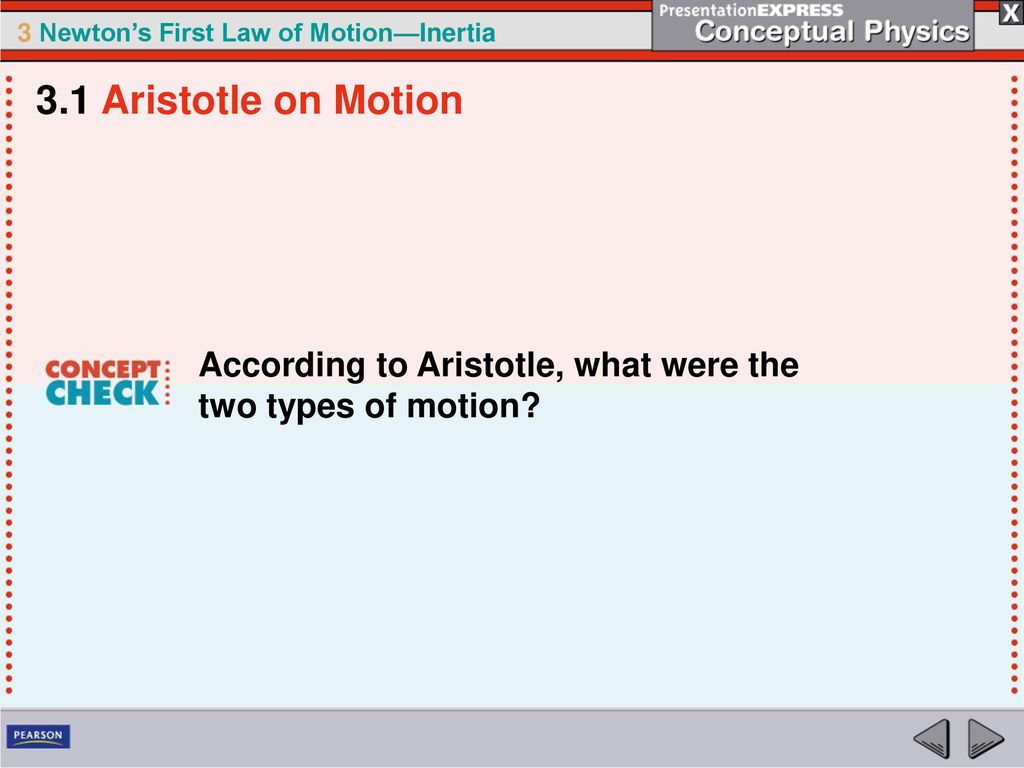 3.1 Aristotle on Motion According to Aristotle, what were the two types of motion