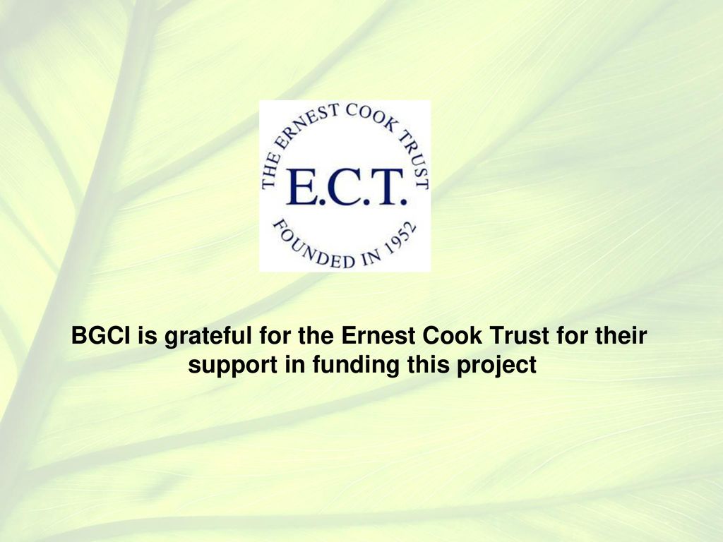 BGCI is grateful for the Ernest Cook Trust for their