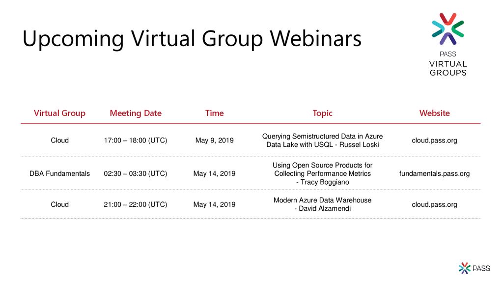 Upcoming Virtual Group Webinars