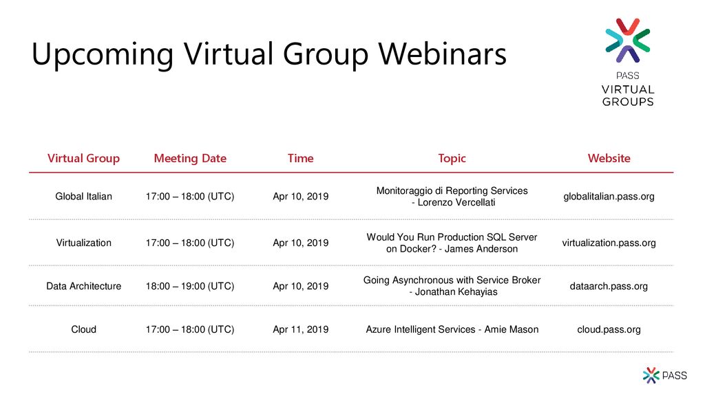 Upcoming Virtual Group Webinars