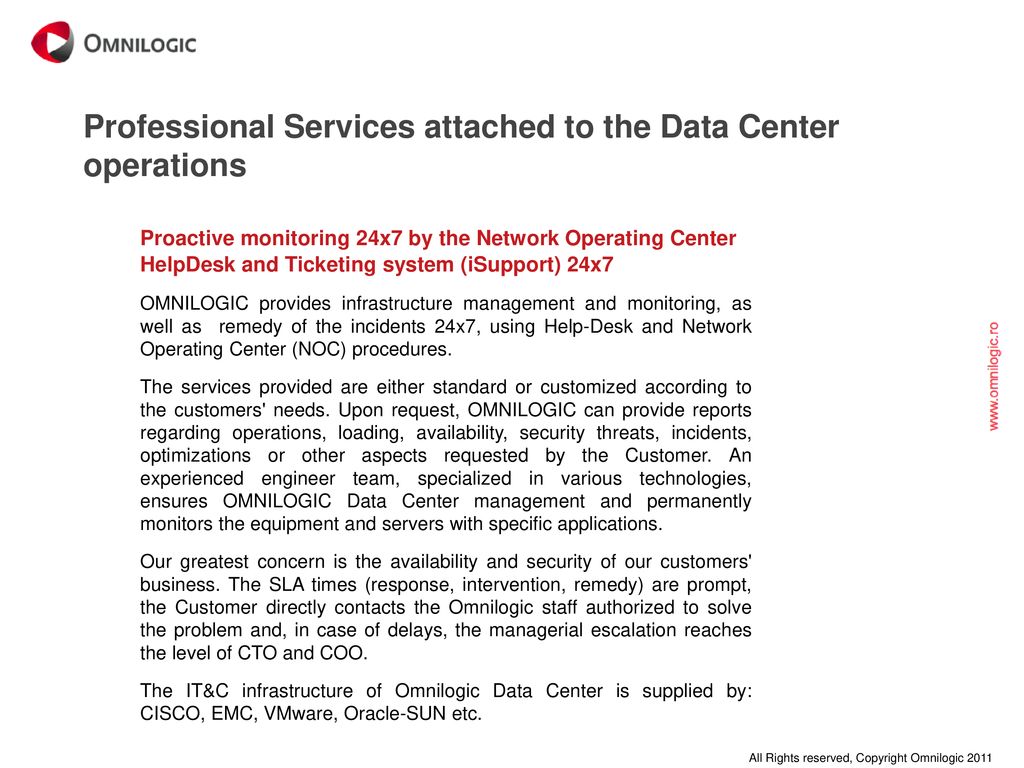 OMNILOGIC DATA CENTER Sorin DRAGOMIR Chief Operating Officer OMNILOGIC