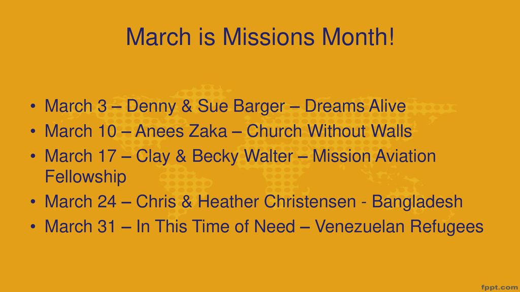 March is Missions Month!