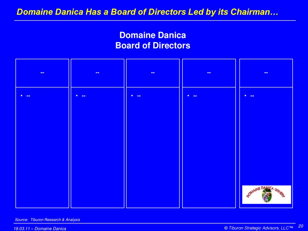 Domaine Danica Has a Board of Directors Led by its Chairman…