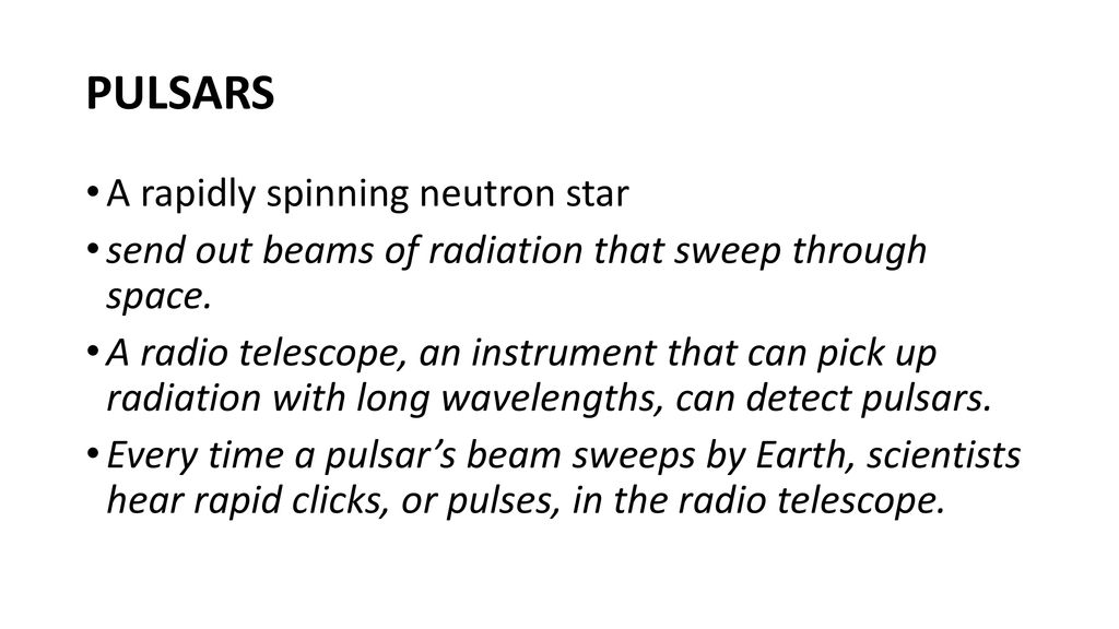 PULSARS A rapidly spinning neutron star