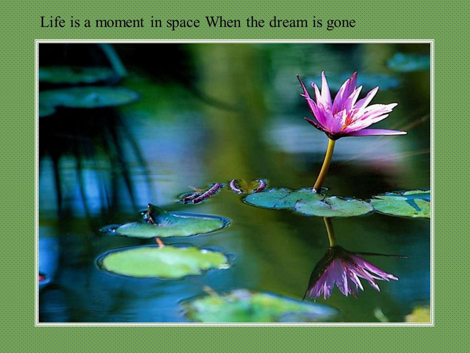 Life is a moment in space When the dream is gone