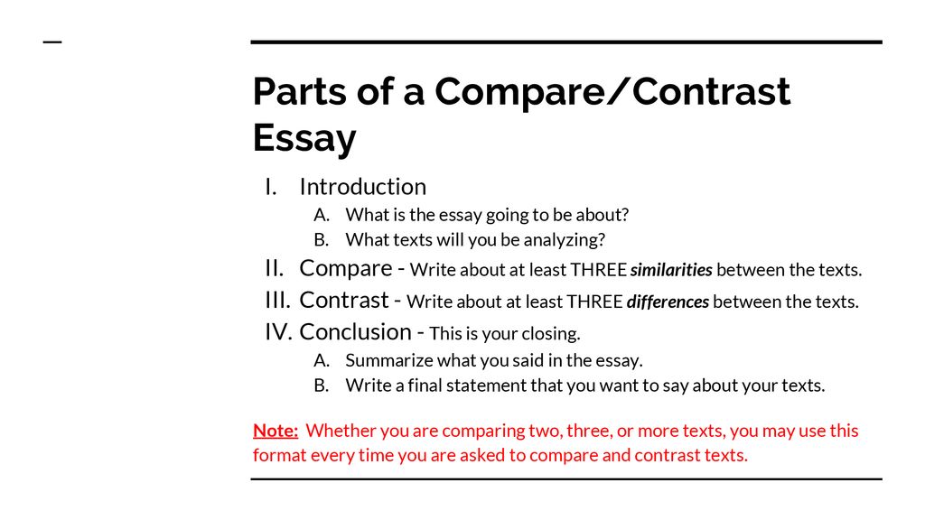 compare and contrast essay parts