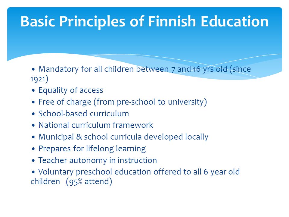 Basic Principles of Finnish Education