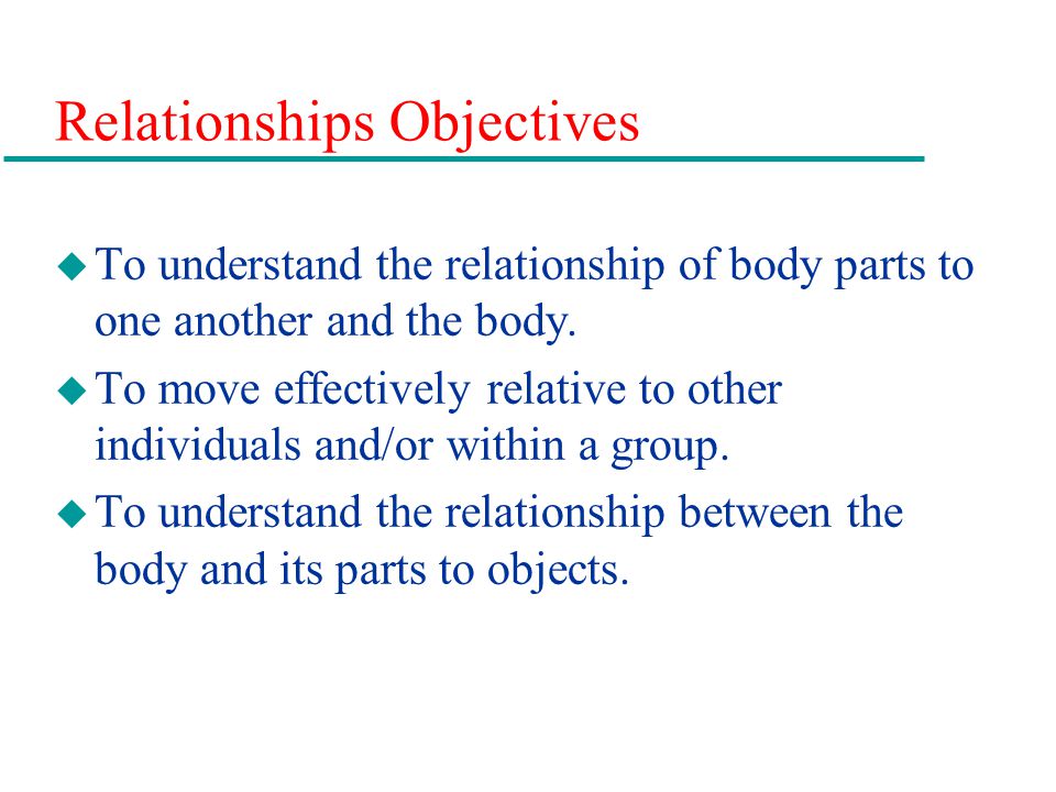 Relationships Objectives