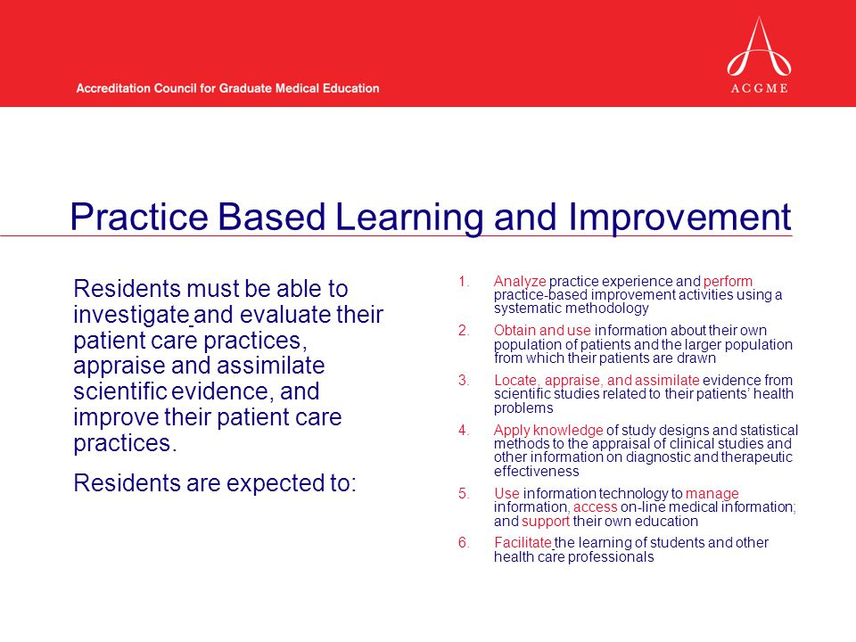 Practice Based Learning and Improvement