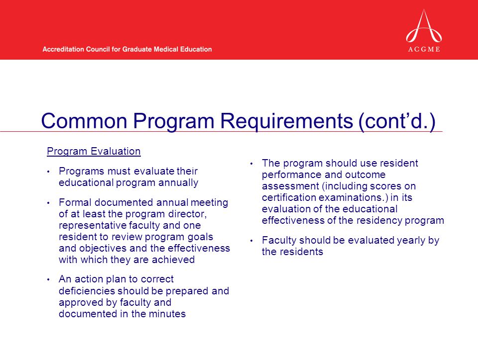 Common Program Requirements (cont’d.)