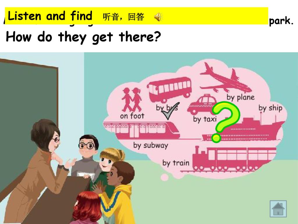How do they get there Listen and find 听音，回答