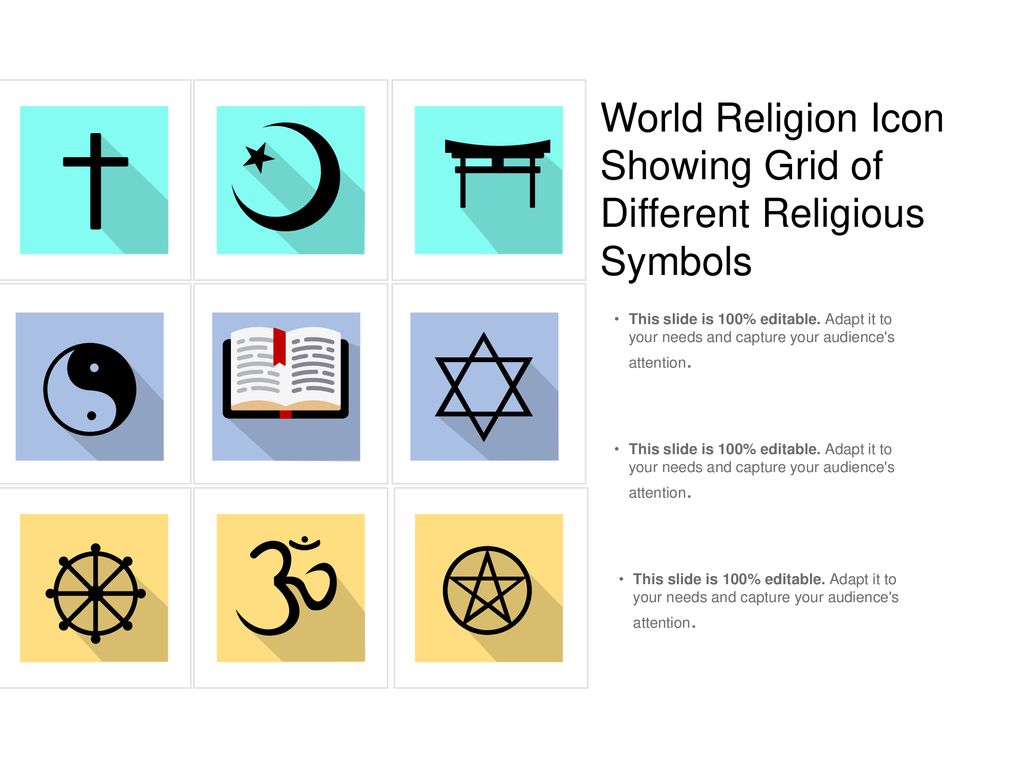 World Religion Icon Showing Grid of Different Religious Symbols