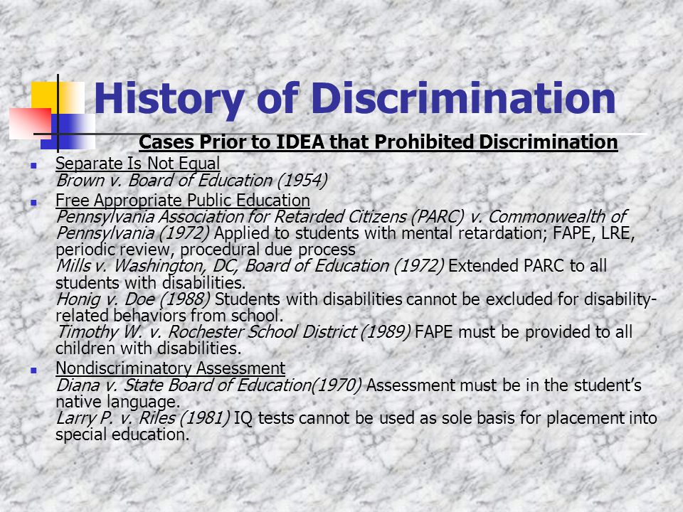 History of Discrimination
