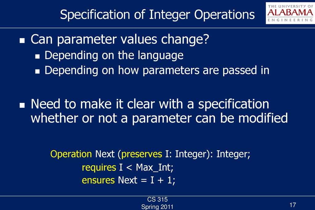 Formal Methods Lecture 16 March 22, 2011 CS 315 Spring ppt download