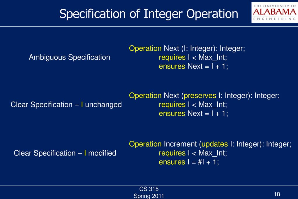 Formal Methods Lecture 16 March 22, 2011 CS 315 Spring ppt download