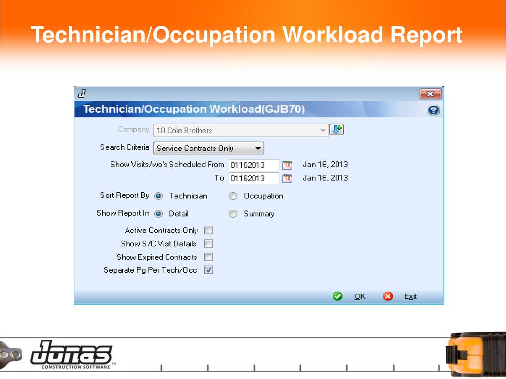 Technician/Occupation Workload Report
