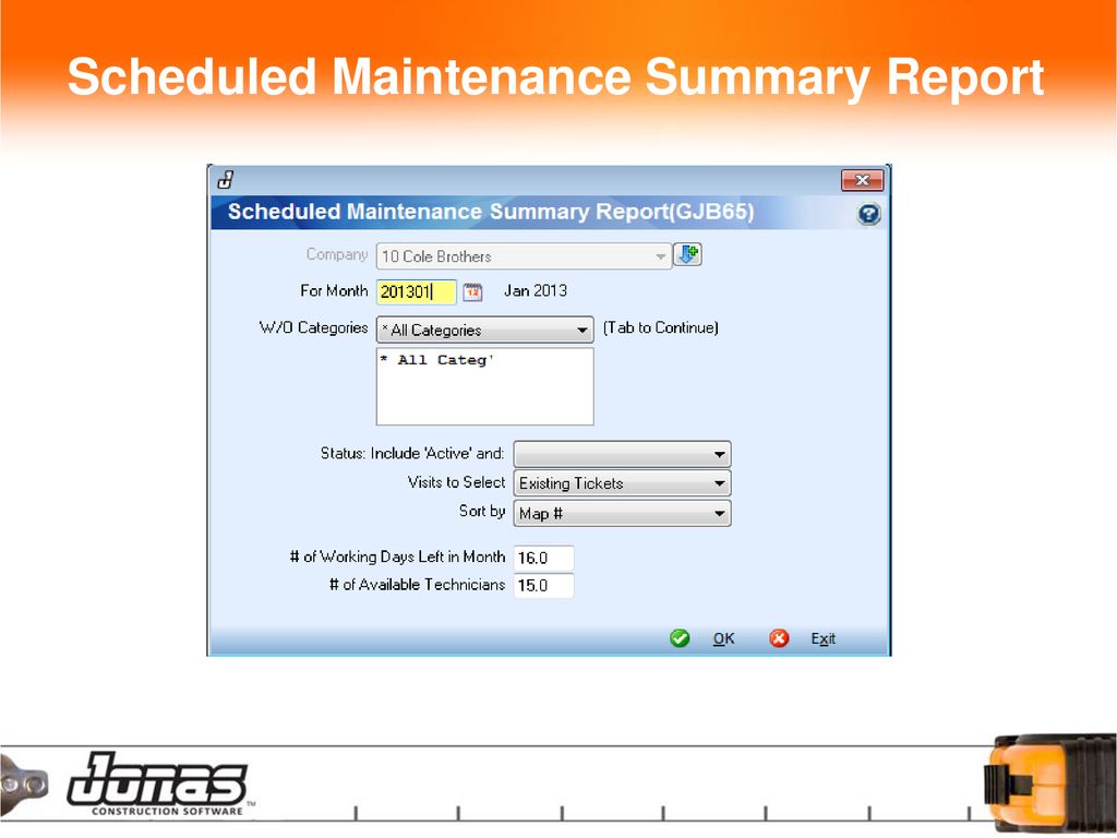 Scheduled Maintenance Summary Report