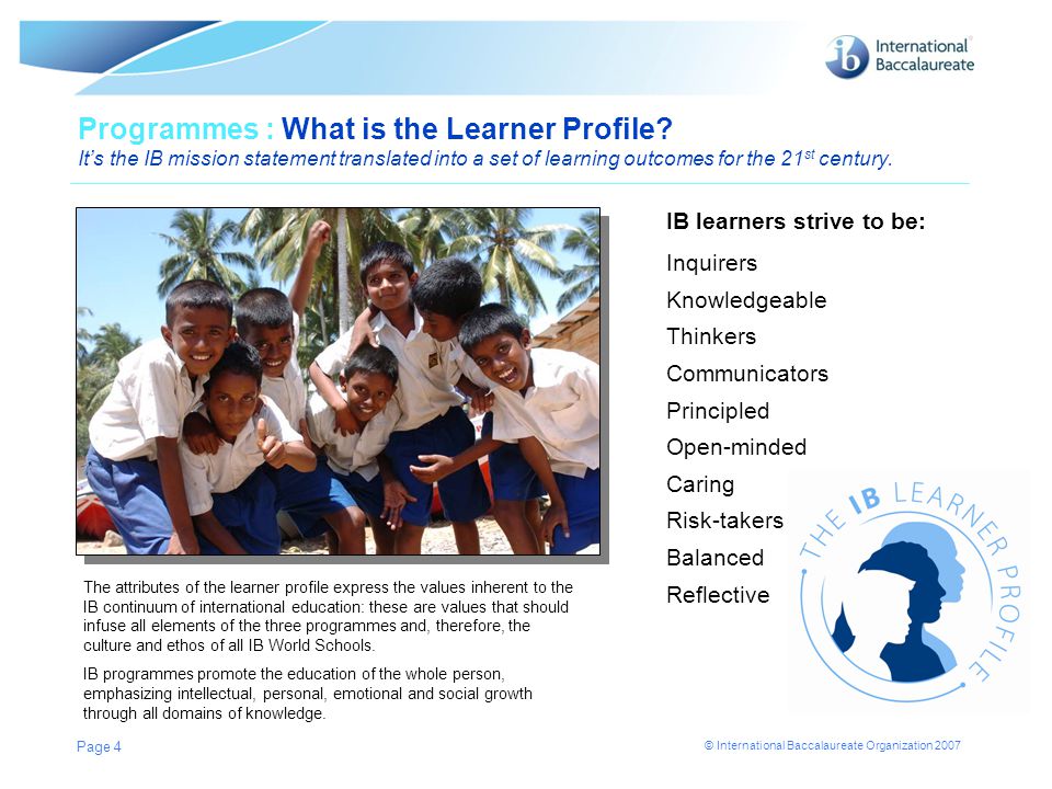 Programmes : What is the Learner Profile