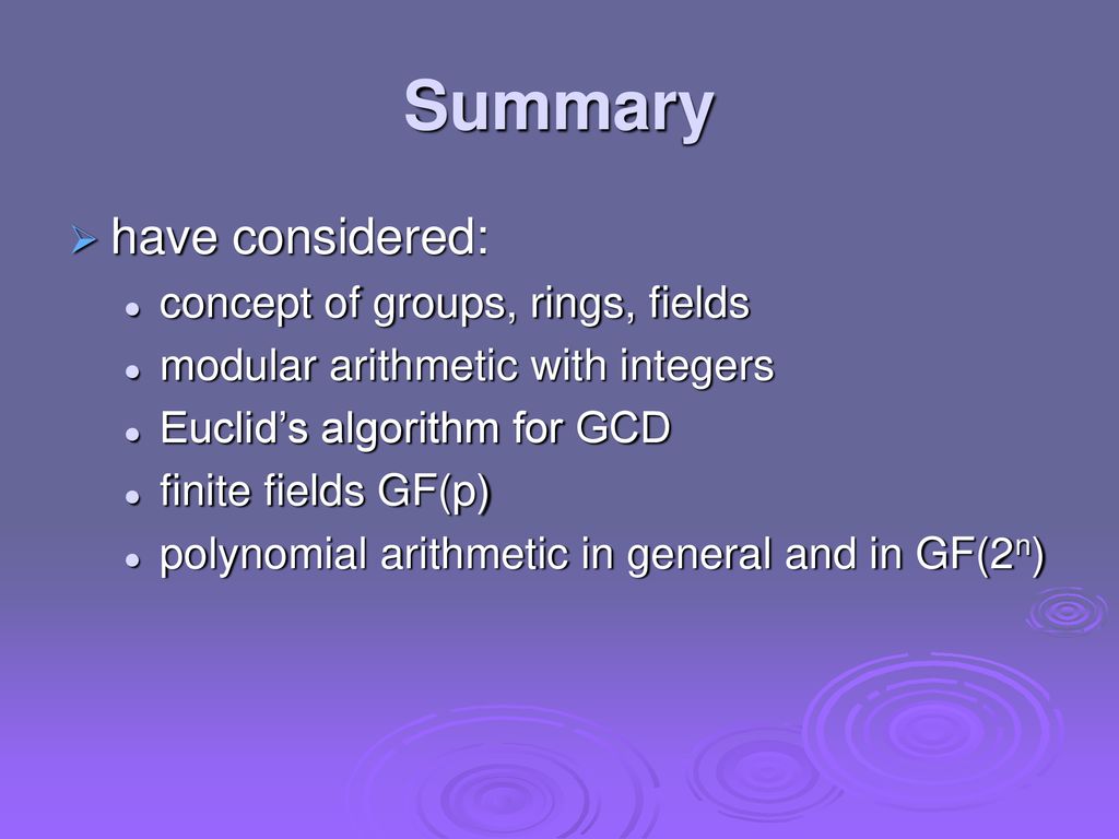 Applied Cryptography II (Finite Fields) - ppt download