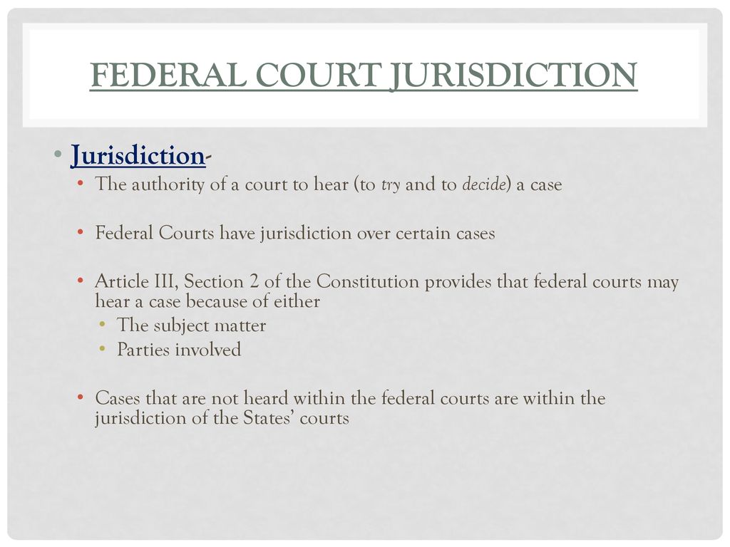 The Federal Court System - Ppt Download