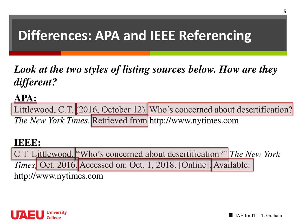 What is APA vs IEEE format?