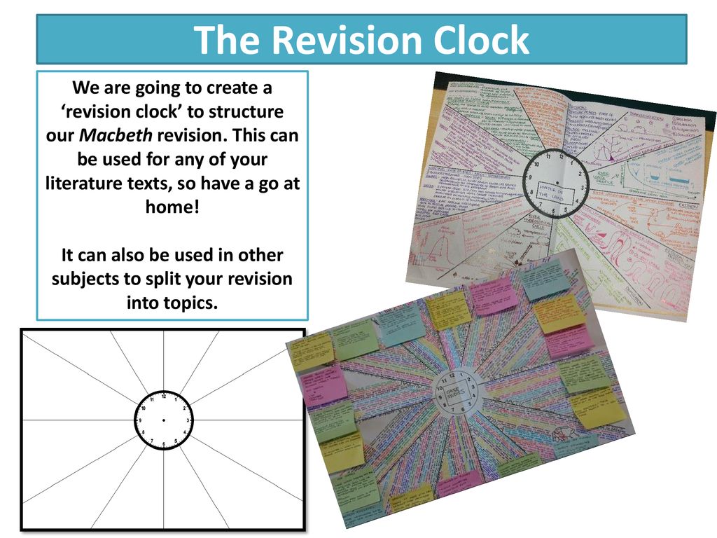 The Revision Clock We are going to create a ‘revision clock’ to
