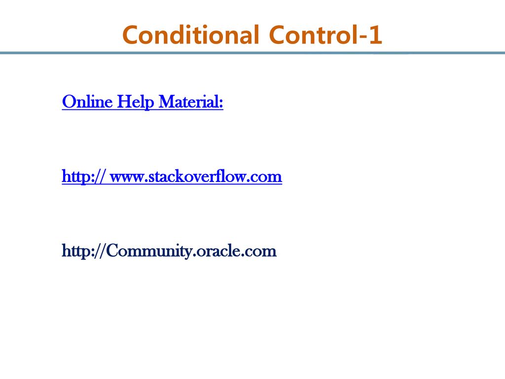 Conditional Control-1 Online Help Material: