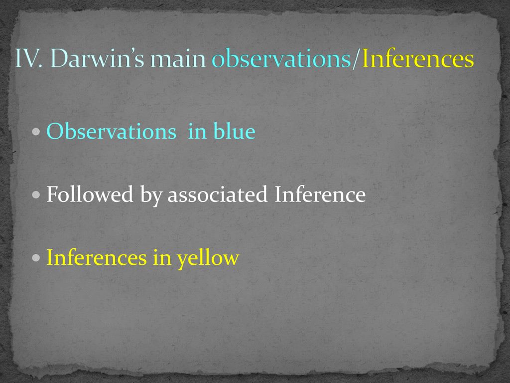 IV. Darwin’s main observations/Inferences