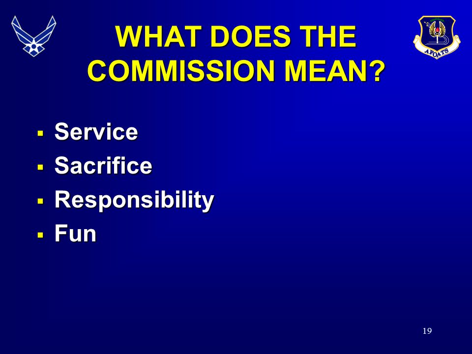 WHAT DOES THE COMMISSION MEAN