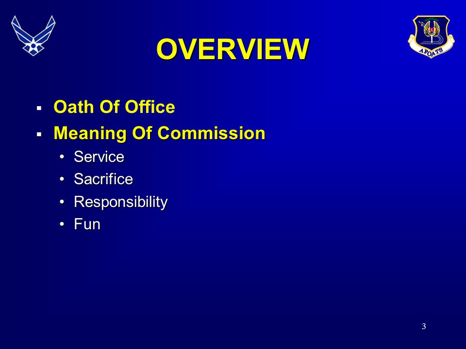 OVERVIEW Oath Of Office Meaning Of Commission Service Sacrifice