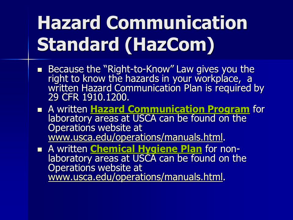 Hazard Communication Standard (HazCom)
