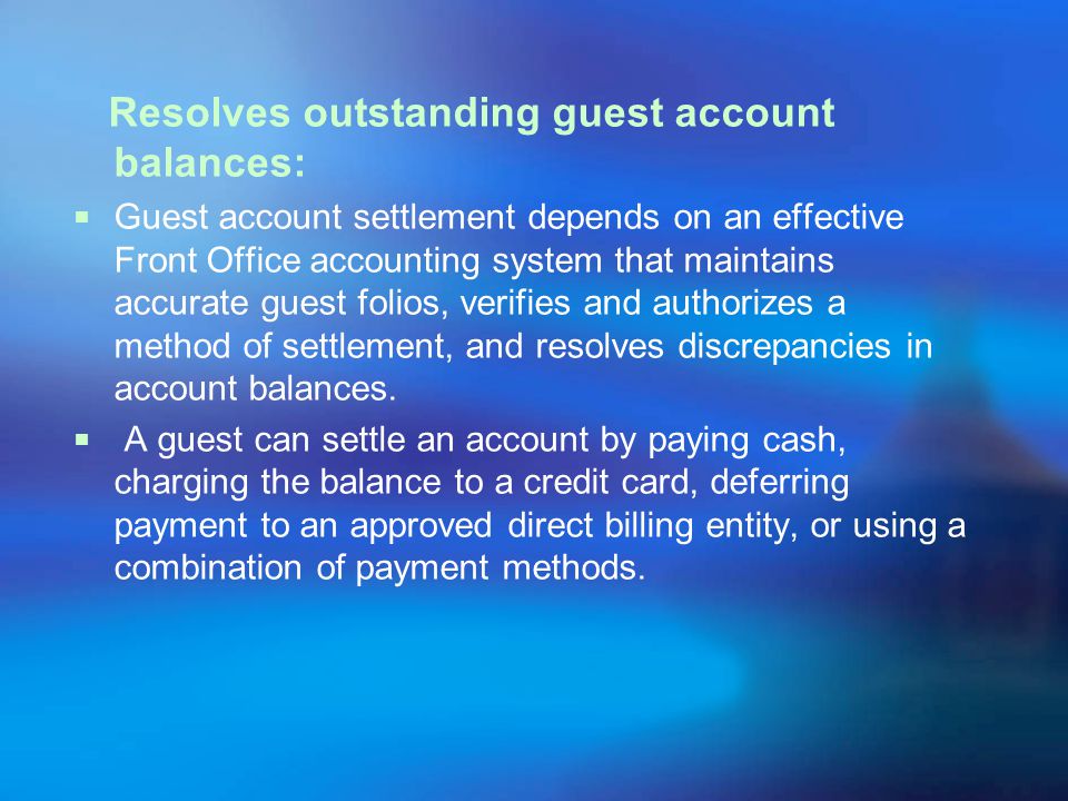 Resolves outstanding guest account balances: