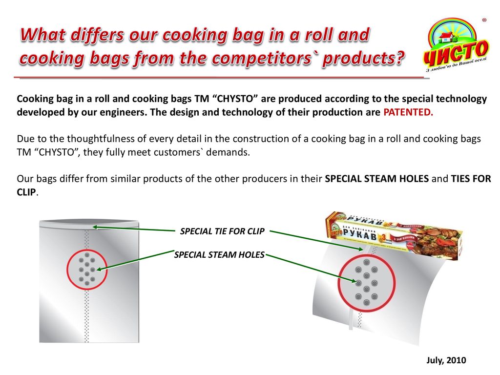 What differs our cooking bag in a roll and