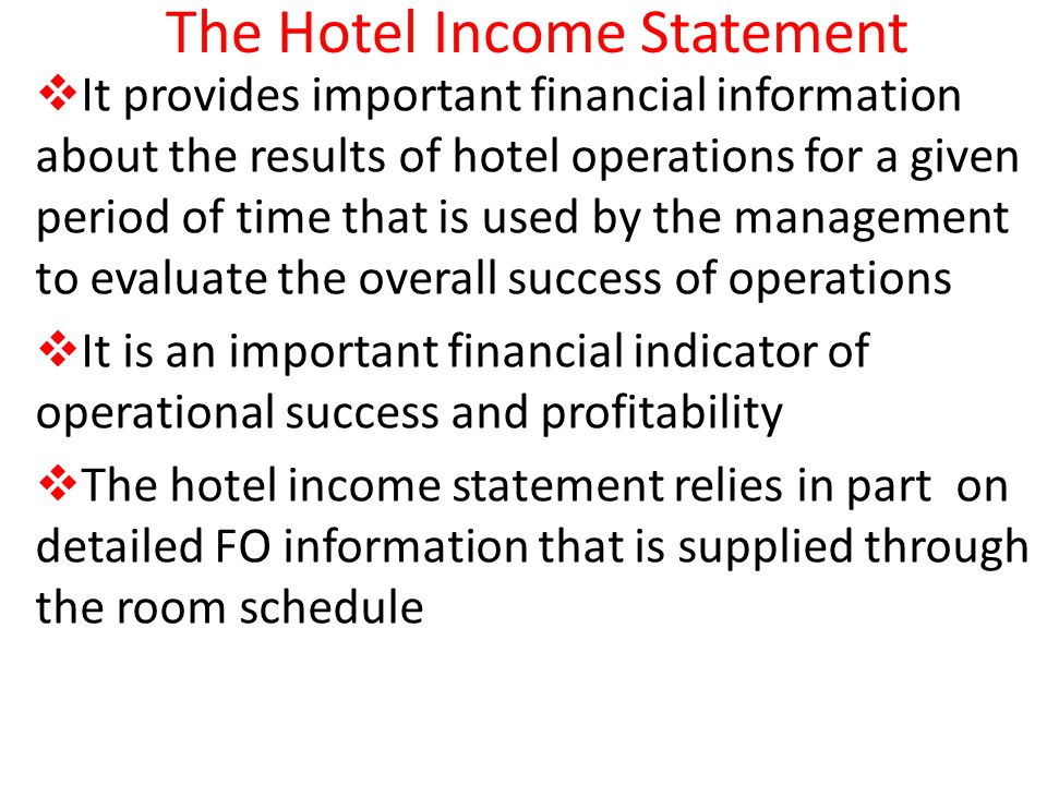 The Hotel Income Statement