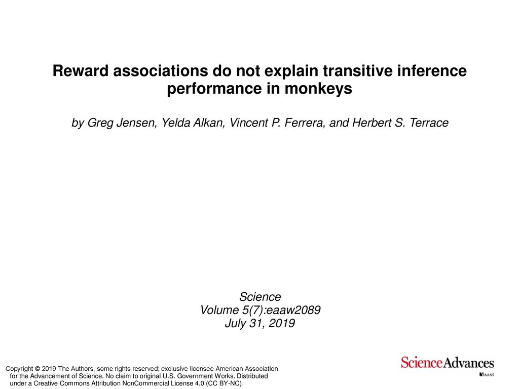 Reward associations do not explain transitive inference performance in monkeys