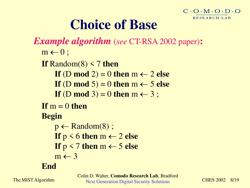 Some Security Aspects of the Randomized Exponentiation Algorithm - ppt ...
