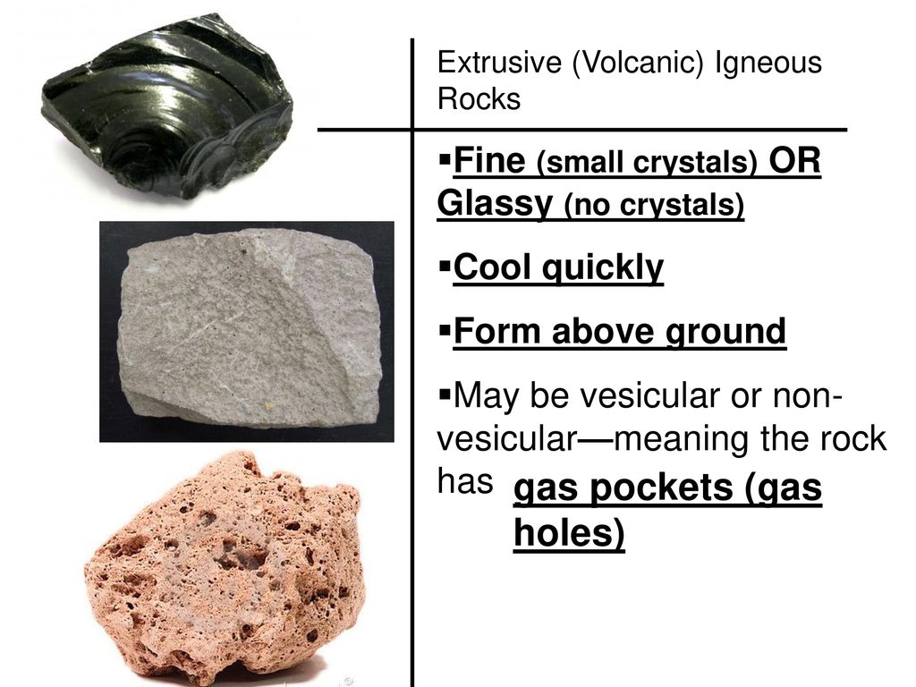 Igneous rocks Rocks that form from cooling and solidifying molten magma ...