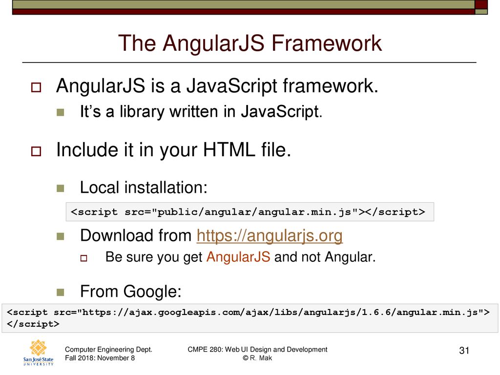 CMPE 280 Web UI Design and Development November 8 Class Meeting - ppt ...