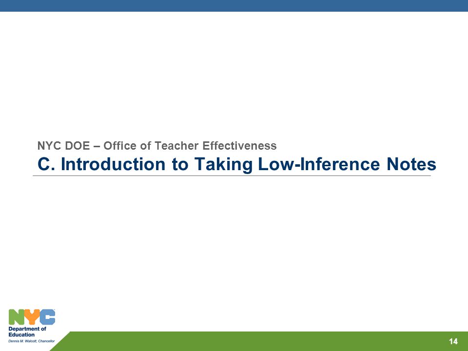 NYC DOE – Office of Teacher Effectiveness C